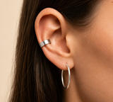 Kenza Cuff in silver waterproof tarnish-proof earrings with lifetime color guarantee