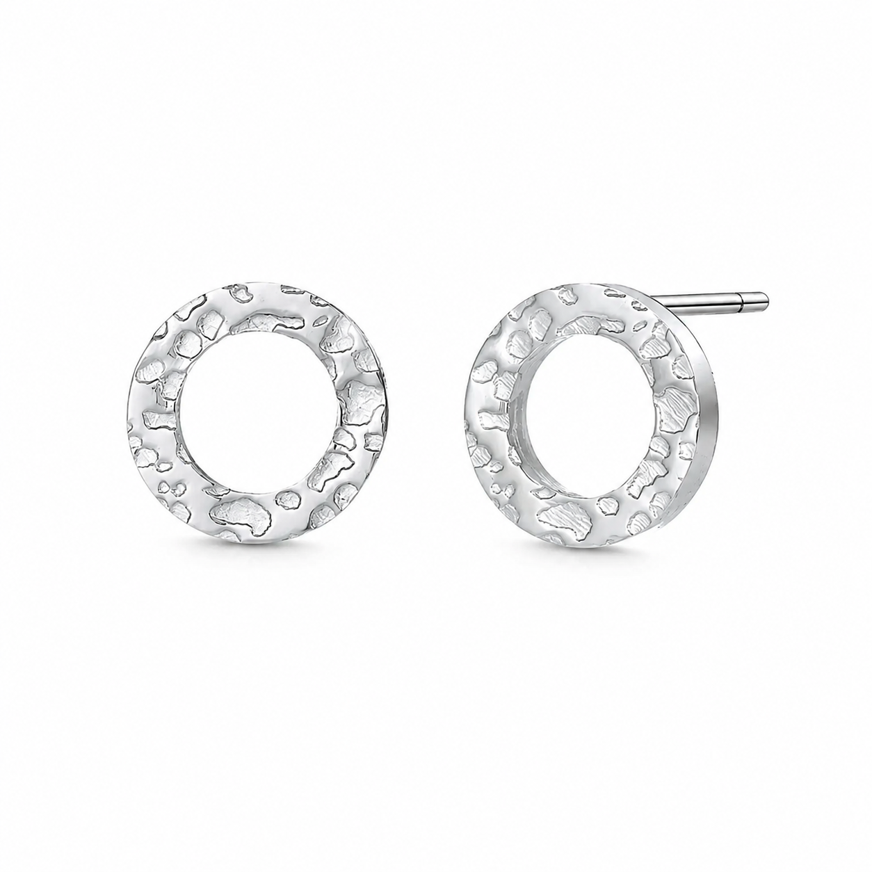 Uma Hammered Circle Stud Earrings in Silver – Waterproof & Tarnish-Proof, Lifetime Color Warranty from delani jewelry