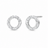 Uma Hammered Circle Stud Earrings in Silver – Waterproof & Tarnish-Proof, Lifetime Color Warranty from delani jewelry