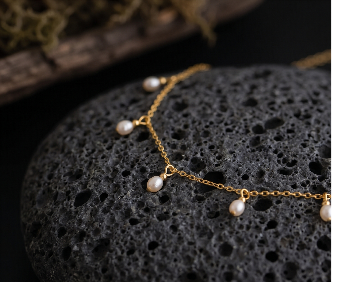 Elegant Harini necklace from Delani Jewelry featuring intricate jewelry design and delicate chain detailing.